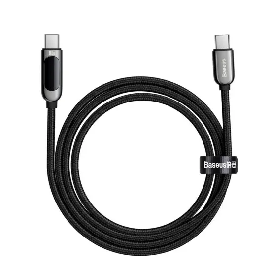 Cablu de Date Type-C la Type-C 100W, Fast Charging, 1m - Baseus Display (CATSK-B01) - Black Cablu de Date Type-C la Type-C 100W, Fast Charging, 1m - Baseus Display (CATSK-B01) - Black