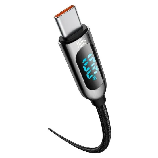 Cablu de Date Type-C la Type-C 100W, Fast Charging, 1m - Baseus Display (CATSK-B01) - Black Cablu de Date Type-C la Type-C 100W, Fast Charging, 1m - Baseus Display (CATSK-B01) - Black