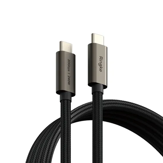 Cablu de Date Type-C la Type-C, 240W, 2m - Ringke - Black Cablu de Date Type-C la Type-C, 240W, 2m - Ringke - Black