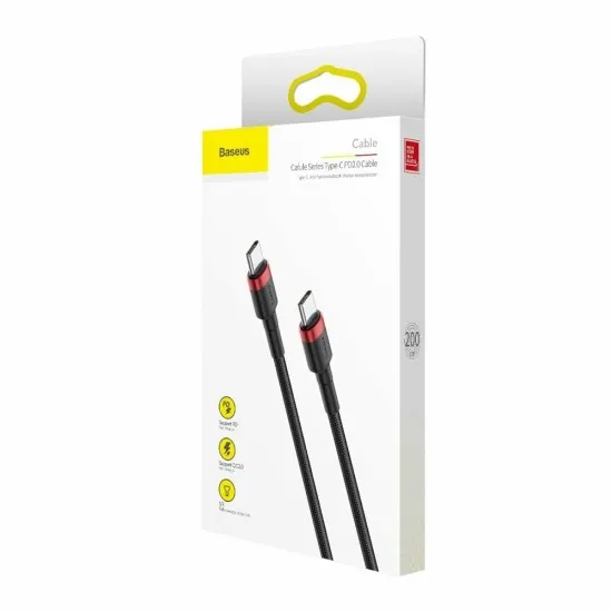 Cablu de Date Type-C la Type-C, 3A, 1m - Baseus Cafule (CATKLF-G91) - Red / Black Cablu de Date Type-C la Type-C, 3A, 1m - Baseus Cafule (CATKLF-G91) - Red / Black