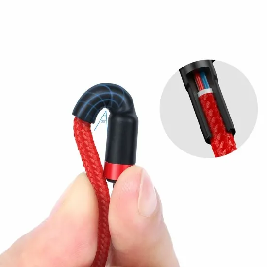 Cablu de Date Type-C la Type-C, 3A, 1m - Baseus Cafule (CATKLF-G91) - Red / Black Cablu de Date Type-C la Type-C, 3A, 1m - Baseus Cafule (CATKLF-G91) - Red / Black