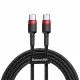 Cablu de Date Type-C la Type-C, 3A, 1m - Baseus Cafule (CATKLF-G91) - Red / Black Cablu de Date Type-C la Type-C, 3A, 1m - Baseus Cafule (CATKLF-G91) - Red / Black