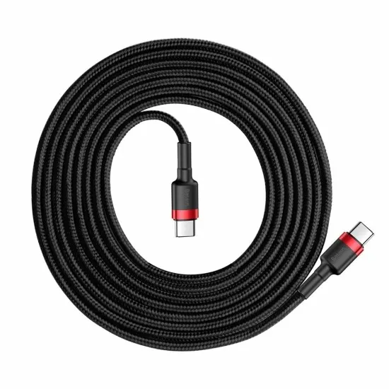 Cablu de Date Type-C la Type-C, 3A, 1m - Baseus Cafule (CATKLF-G91) - Red / Black Cablu de Date Type-C la Type-C, 3A, 1m - Baseus Cafule (CATKLF-G91) - Red / Black
