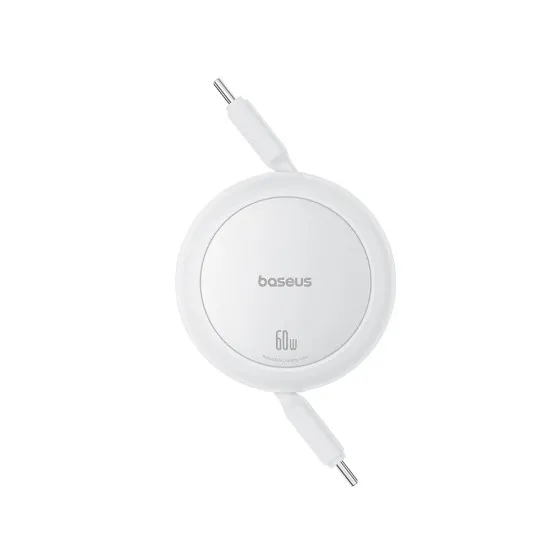 Cablu de Date Type-C la Type-C, 60W, 1m - Baseus Free2Pull Mini (P10364500211-01) - Moon White Cablu de Date Type-C la Type-C, 60W, 1m - Baseus Free2Pull Mini (P10364500211-01) - Moon White