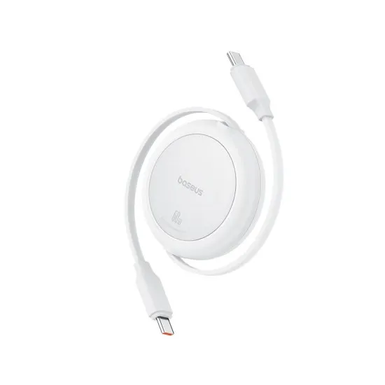 Cablu de Date Type-C la Type-C, 60W, 1m - Baseus Free2Pull Mini (P10364500211-01) - Moon White Cablu de Date Type-C la Type-C, 60W, 1m - Baseus Free2Pull Mini (P10364500211-01) - Moon White