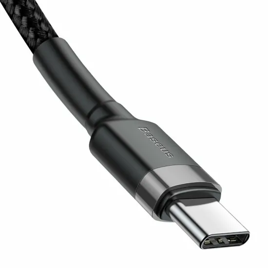 Cablu de Date Type-C la Type-C, 60W, 3A, 2m - Baseus Cafule (CATKLF-HG1) - Gray / Black Cablu de Date Type-C la Type-C, 60W, 3A, 2m - Baseus Cafule (CATKLF-HG1) - Gray / Black