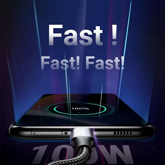 Cablu de date Type-C la Type-C, Super Fast Charging, PD100W, 480Mbps - Techsuit (PCB018) - Black Cablu de date Type-C la Type-C, Super Fast Charging, PD100W, 480Mbps - Techsuit (PCB018) - Black