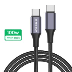 Cablu de date Type-C la Type-C, Super Fast Charging, PD100W, 480Mbps - Techsuit (PCB018) - Black Cablu de date Type-C la Type-C, Super Fast Charging, PD100W, 480Mbps - Techsuit (PCB018) - Black