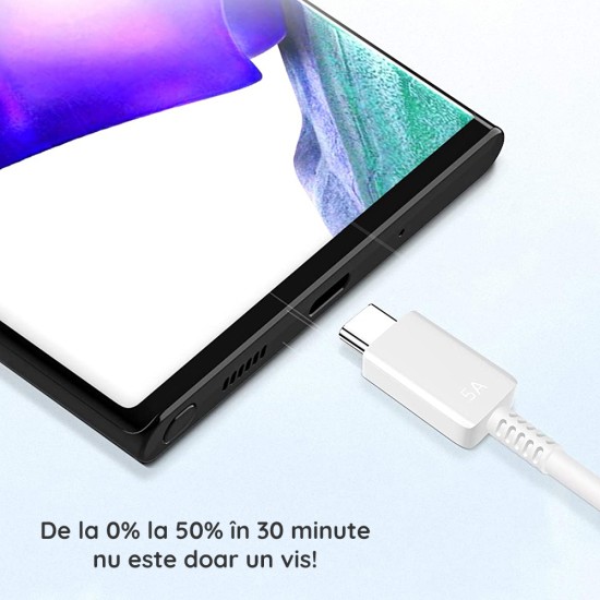 Cablu de Date USB-C to Type-C Super Fast Charging 5A, 1m - Samsung (EP-DN975BWEGWW) - White (Blister Packing) Cablu de Date USB-C to Type-C Super Fast Charging 5A, 1m - Samsung (EP-DN975BWEGWW) - White (Blister Packing)