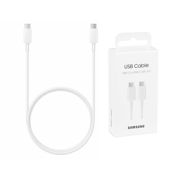 Cablu de Date USB-C to Type-C Super Fast Charging 5A, 1m - Samsung (EP-DN975BWEGWW) - White (Blister Packing) Cablu de Date USB-C to Type-C Super Fast Charging 5A, 1m - Samsung (EP-DN975BWEGWW) - White (Blister Packing)