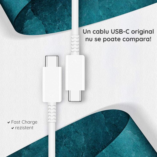 Cablu de Date USB-C to Type-C Super Fast Charging 5A, 1m - Samsung (EP-DN975BWEGWW) - White (Blister Packing) Cablu de Date USB-C to Type-C Super Fast Charging 5A, 1m - Samsung (EP-DN975BWEGWW) - White (Blister Packing)