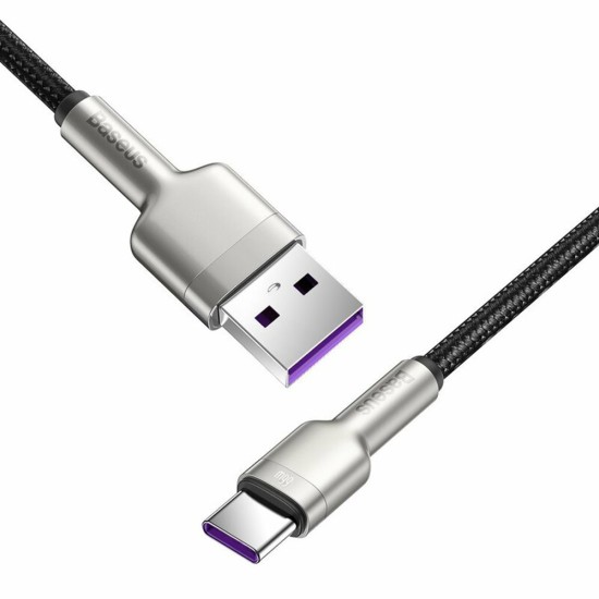 Cablu de Date USB la Type-C Fast Charging, 66W, 6A, 1m - Baseus Cafule Series Metal (CAKF000101) - Black