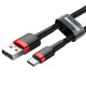 Cablu de Date USB Type-C, 2A, 2m - Baseus Cafule (CATKLF-C91) - Red Black