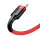 Cablu de Date USB Type-C, 3A, 0.5m - Baseus Cafule (CATKLF-A09) - Red