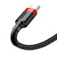 Cablu de Date USB Type-C, 3A, 0.5m - Baseus Cafule (CATKLF-A91) - Black / Red