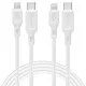 Cablu de Incarcare Type-C la Lightning 1m - Spigen Durasync (set 2) - White Cablu de Incarcare Type-C la Lightning 1m - Spigen Durasync (set 2) - White