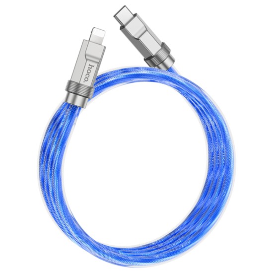 Cablu Type-C la Lightning 20W, 1m - Hoco Crystal (U113) - Blue