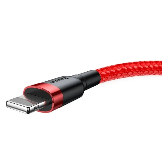 Cablu USB la Lightning, QC3.0, 2A, 3m - Baseus Cafule (CALKLF-R09) - Red Cablu USB la Lightning, QC3.0, 2A, 3m - Baseus Cafule (CALKLF-R09) - Red