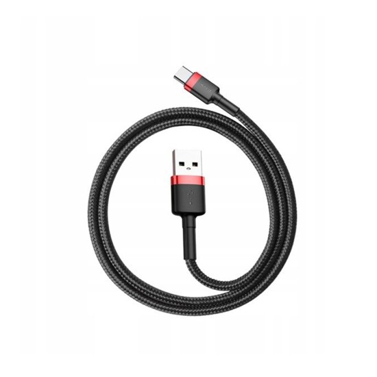 Cablu USB la Type-C, 2A, 2m - Baseus Cafule (CATKLF-F91) - Red / Black