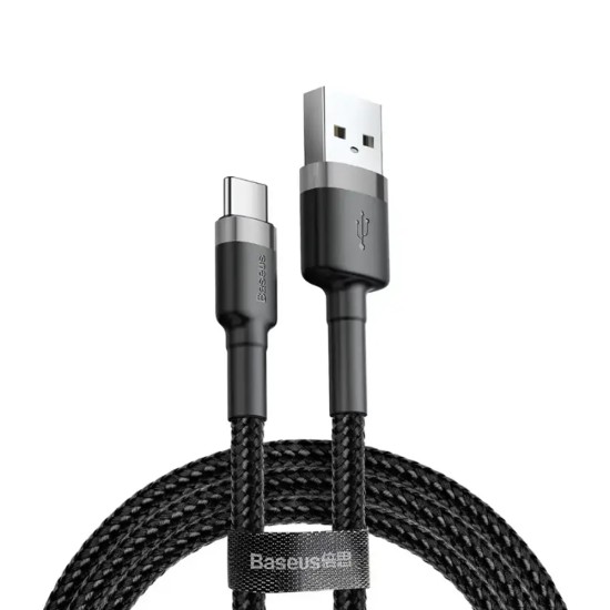 Cablu USB la Type-C, 2A, 2m - Baseus Cafule (CATKLF-FG1) - Gray / Black