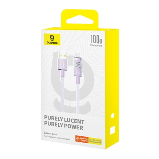 Cablu USB la Type-C, Super Fast Charging 100W, 2m - Baseus Gem (P10373002511-01) - Nebula Purple