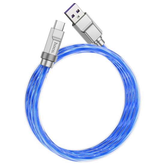 Cablu USB to Type-C PD100W, 1m - Hoco Crystal (U113) - Blue