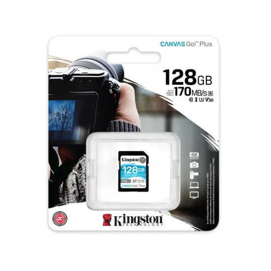 Card de Memorie, 128GB - Kingston Canvas Go Plus (SDG3/128GB) - Black Card de Memorie, 128GB - Kingston Canvas Go Plus (SDG3/128GB) - Black