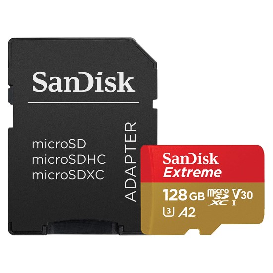 Card de Memorie, 128GB, MicroSDXC - SanDisk Extreme (SDSQXAA-128G-GN6MA) - Grey