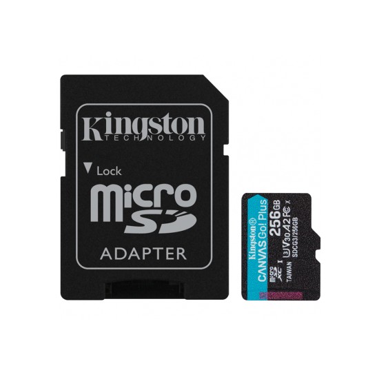 Card de Memorie cu Adaptor, 256GB - Kingston Canvas Go Plus (SDCG3/256GB) - Black