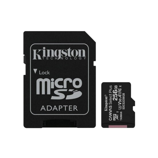 Card de Memorie cu Adaptor, 256GB - Kingston Canvas Select Plus (SDCS2/256GB) - Black