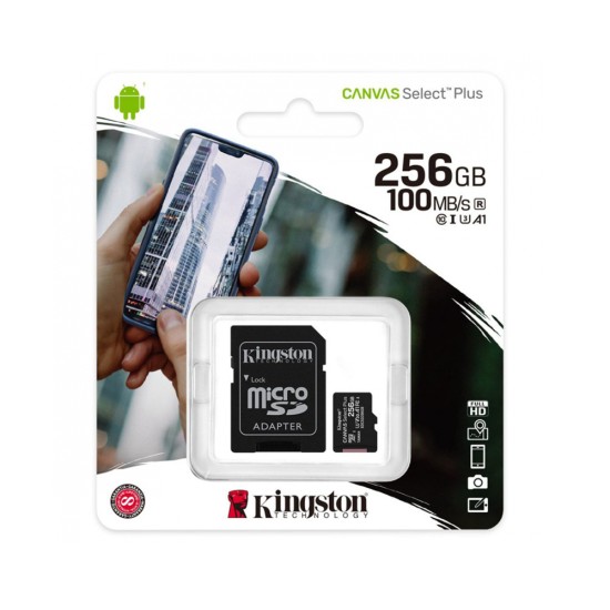 Card de Memorie cu Adaptor, 256GB - Kingston Canvas Select Plus (SDCS2/256GB) - Black