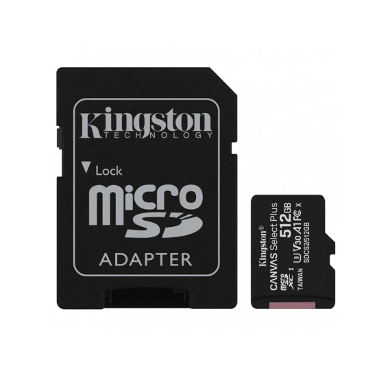 Card de Memorie cu Adaptor, 512GB - Kingston Canvas Select Plus (SDCS2/512GB) - Black