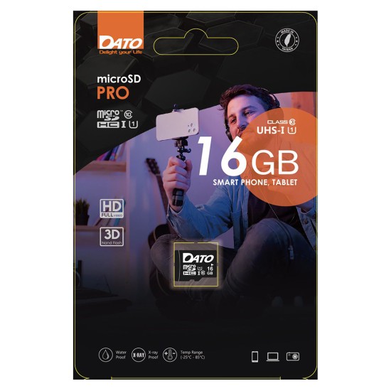 Card de Memorie, Micro SDHC, 16GB, Clasa 10 - Dato Pro (DTTF016GUIC10) - Black