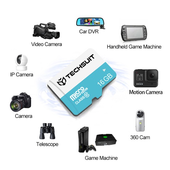 Card de Memorie MicroSDHC 16GB + Adaptor - Techsuit - Black