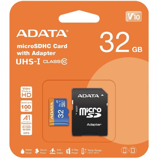 Card de Memorie MicroSDHC 32GB - Adata (AUSDH32GUICL10-RA1) - Black