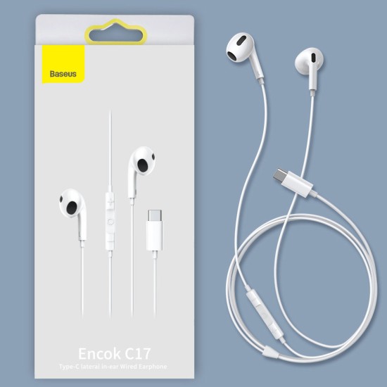 Casti Audio Type-C cu Microfon, 1.1m - Baseus Encok C17 (NGCR010002) - White