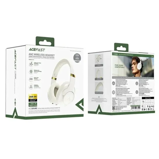 Casti Bluetooth 5.3, Wireless, IPX4, Hi-Fi Sound, Active Noise Reduction - Acefast (H4) - Beige Casti Bluetooth 5.3, Wireless, IPX4, Hi-Fi Sound, Active Noise Reduction - Acefast (H4) - Beige