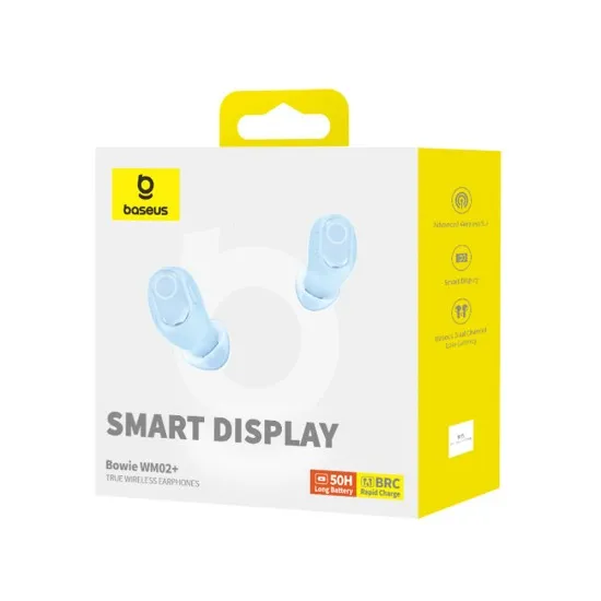 Casti Bluetooth V5.3 cu Smart Display, TWS - Baseus WM02+ (NGTW370303) - Blue Casti Bluetooth V5.3 cu Smart Display, TWS - Baseus WM02+ (NGTW370303) - Blue