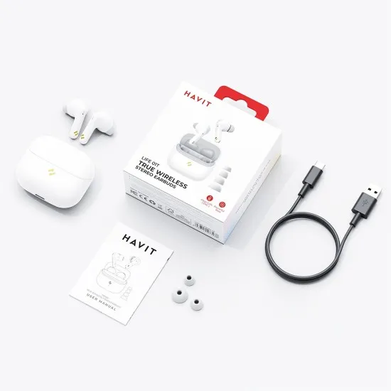 Casti fara Fir Bluetooth 5.4, TWS, ENC, Type-C, 400mAh - Havit (TW982) - Pink