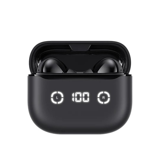 Casti fara Fir cu Ecran Digital Bluetooth 5.4, ANC, TWS, Type-C, 420mAh, Havit Life App - Black