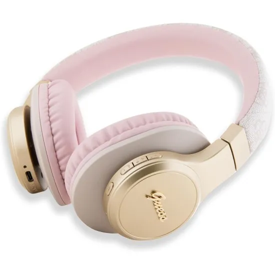 Casti Over-ear, Micro USB, Bluetooth 5.3, 300mAh, IPX4, 40mm - Guess 4G Script (GUBH604GEMP) - Pink Casti Over-ear, Micro USB, Bluetooth 5.3, 300mAh, IPX4, 40mm - Guess 4G Script (GUBH604GEMP) - Pink