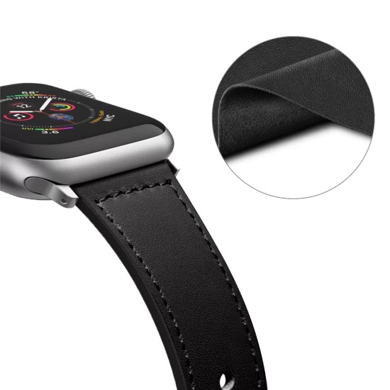 Curea barbati pentru Apple Watch 1/2/3/4/5/6/7/8/9/SE/SE 2 (38/40/41mm) - Techsuit Watchband (W033) - Black