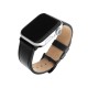 Curea pentru Apple Watch 1/2/3/4/5/6/7/8/9/10/SE/SE 2 (38/40/41/42mm) - Fixed Leather Strap - Black