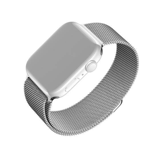 Curea pentru Apple Watch 1/2/3/4/5/6/7/8/9/10/SE/SE 2 (38/40/41/42mm) - Fixed Mesh Strap - Silver