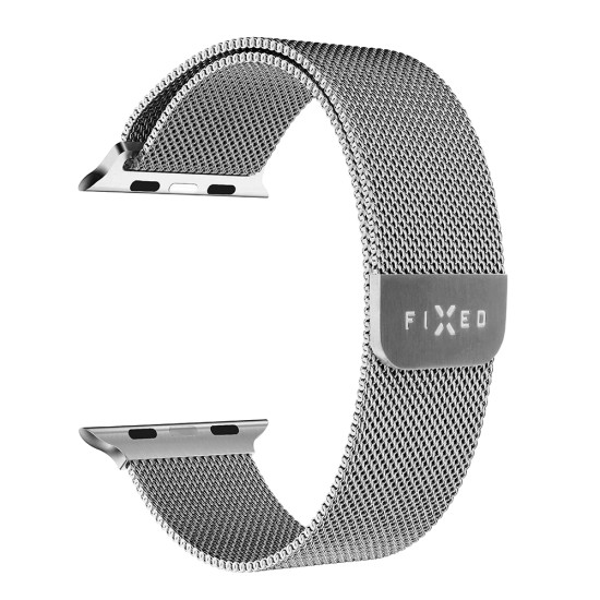 Curea pentru Apple Watch 1/2/3/4/5/6/7/8/9/10/SE/SE 2 (38/40/41/42mm) - Fixed Mesh Strap - Silver