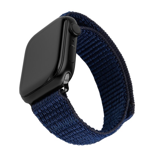 Curea pentru Apple Watch 1/2/3/4/5/6/7/8/9/10/SE/SE 2 (38/40/41/42mm) - Fixed Nylon Sporty Strap - Dark Blue