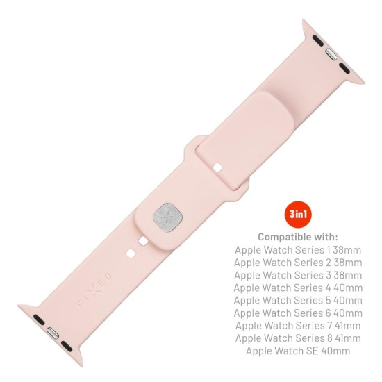 Curea pentru Apple Watch 1/2/3/4/5/6/7/8/9/10/SE/SE 2 (38/40/41/42mm) - Fixed Silicone Sporty Strap Set - Pink