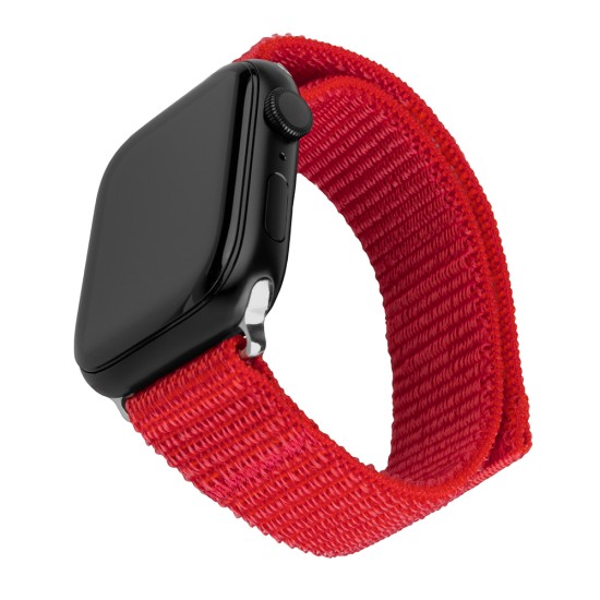 Curea pentru Apple Watch 1/2/3/4/5/6/7/8/9/10/SE/SE 2/Ultra/Ultra 2 (42/44/45/46/49mm) - Fixed Nylon Sporty Strap - Red