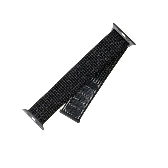 Curea pentru Apple Watch 1/2/3/4/5/6/7/8/9/10/SE/SE 2/Ultra/Ultra 2 (42/44/45/46/49mm) - Fixed Nylon Strap - Reflective Black Curea pentru Apple Watch 1/2/3/4/5/6/7/8/9/10/SE/SE 2/Ultra/Ultra 2 (42/44/45/46/49mm) - Fixed Nylon Strap - Reflective Black
