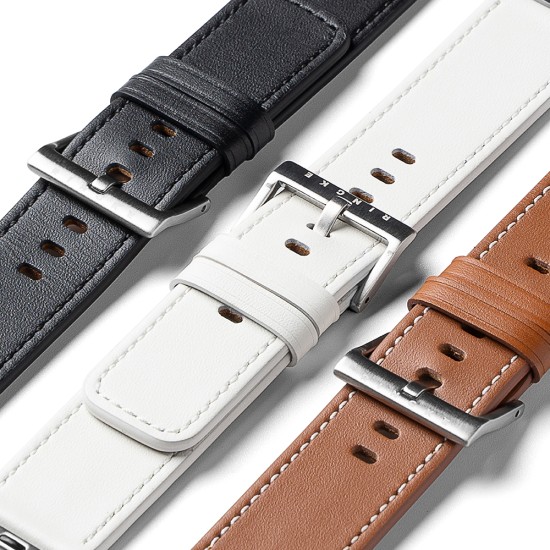 Curea pentru Apple Watch 1/2/3/4/5/6/7/8/9/10/SE/SE 2/Ultra/Ultra 2 (42/44/45/46/49mm) - Ringke Leather One Basic Bold - White